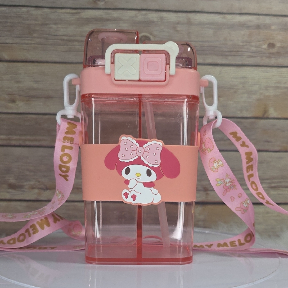 My Melody Pink & Coral Clear Character Bottle with Strap